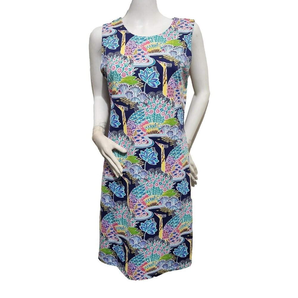 J McLaughlin Women's Size M Sophia Dress Navy Multicolor Sleeveless (40)
